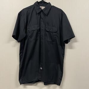 Vintage Dickies Button Up Work Shirt Black Men’s Size Large Workwear